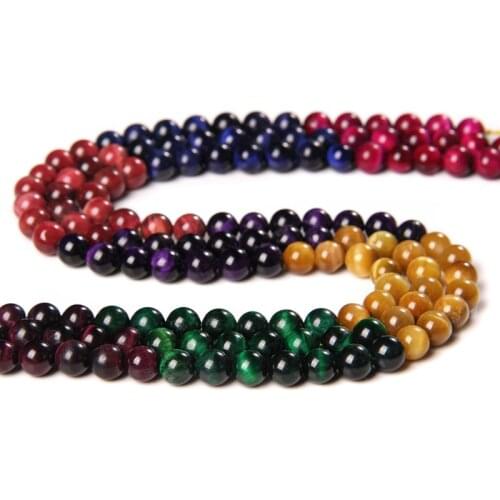 7 Chakra Tiger Eye Stone Beads Wholesale Colorful Polished 6 mm 8 mm 10 mm Strand Bead For DIY Making Jewelry Bracelets Necklace