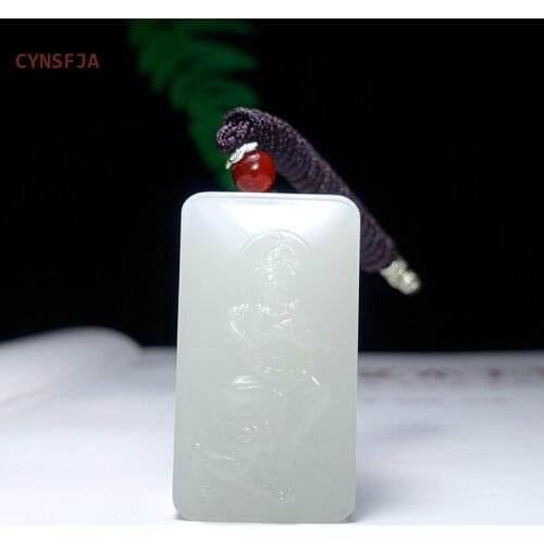 CYNSFJA New Real Certified Natural Hetian Jade Nephrite Mens Lucky Amulets Guanyin Pendant High Quality Best Birthday Gifts