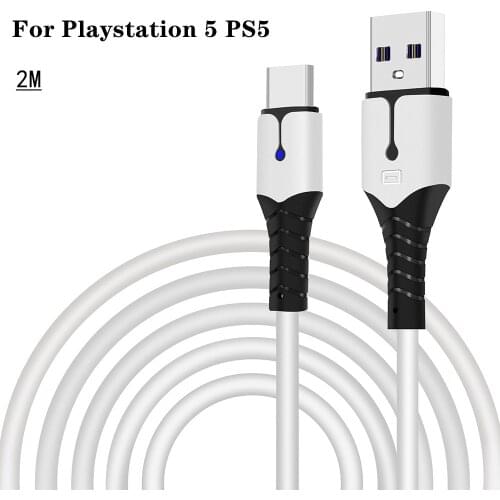 For Sony playstation 5 PS5 Controller Gamepad Data line Charger Wire 2M USB Cable Safety Fast Charging wire With light Indicator