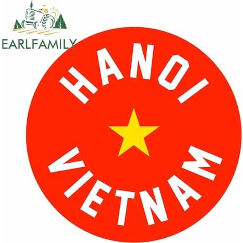 EARLFAMILY 13cm x 12.8cm for Hanoi Vietnam Windows Decal Occlusion Scratch Car Stickers Refrigerator Laptop Bumper Decoration