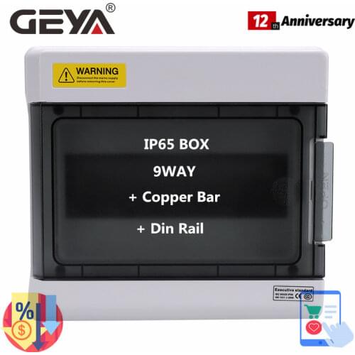 GEYA 9 Way Electric Power Distribution Box Wire Junction Boxes for Circuit Breaker Waterproof IP65 Enclosure with Copper Bar