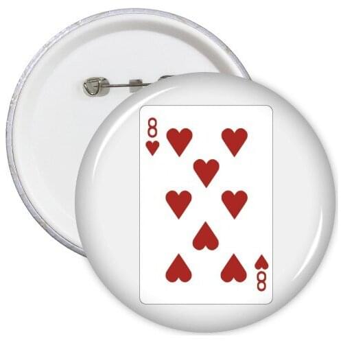 Heart 8 Playing Cards Pattern Round Pins Badge Button Clothing Decoration 5pcs Gift