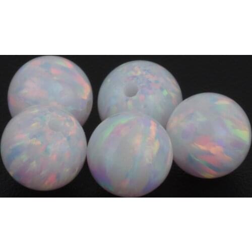 Hot!! OP17 White Fire Opal Stone 3mm 4mm 5mm 6mm Round Smooth Ball Shaped Beads Without/Half/Full Hole For Sale