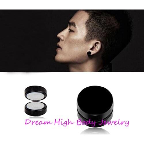 Magnetic Earrings Black Titanium Steel Mens Women Trendy Round Clip Ear Stud Magnet Magnetic Magic Unisex 6mm 7mm 8mm 10m 12
