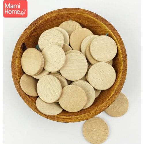 Mamihome 37mm 90pc Flat Wood Discs Coins Circles Beech Natural Smooth Wooden Teething Toys DIY Making Necklace Baby Teether