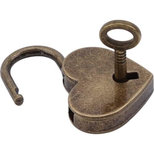 Mini Retro Alloy Heart Shape Lock Padlock Small Luggage Box Lock With Keys Zinc Alloy Suitcase Locker Hardware Set Hot