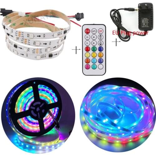 Addressable WS2811 Led Strip Light 5m 12V Remote Control 30led 60led 1m 2811 Led Tape Light 3A Power Adapter 21Key Pixel Strip