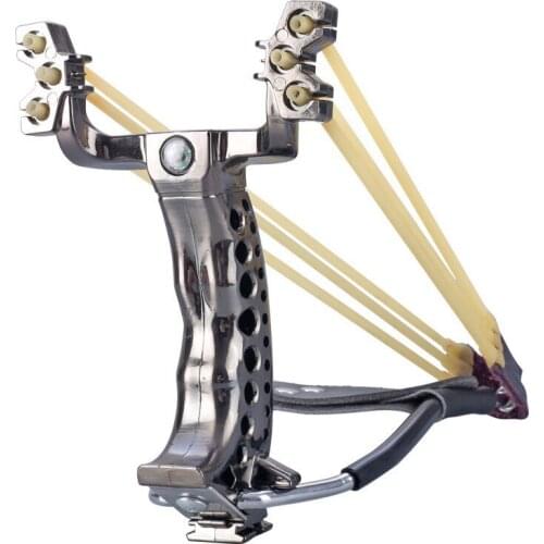 Powerful Hunting Slingshot With 3 Rubber Band Tubing PU Leather Catapult Professional Tactical Pocket Outdoor Sling Shot Ball