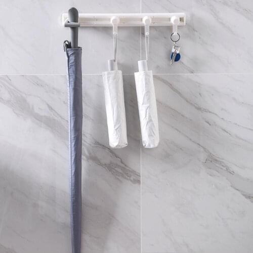 Wall Mounted Mop Broom Racks Puch Free Adjustable Towel Hanging Hooks Bathroom Wall Organizer
