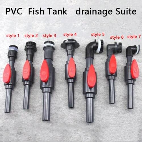 PVC Tank Drainage + Ball Valve + Pipe Fitting Connector For Aquarium Fish Tank Garden landscape water tank with drainage 1 Pcs