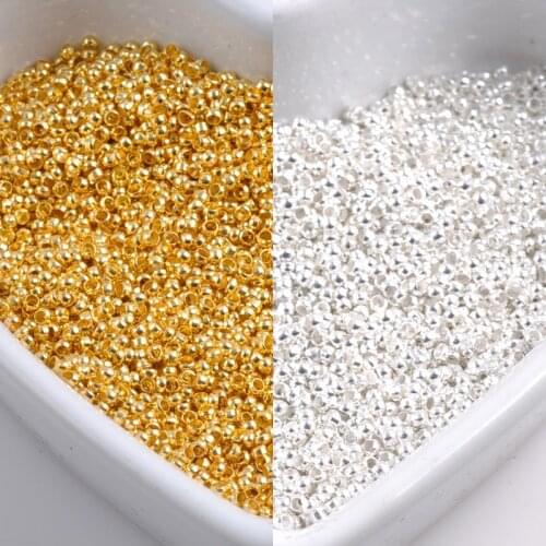 Setting Beads Sale 1000Pcs Gold Silver Plated Round Spacer Loose Charms beads 2 mm for Jewelry making Hole 1.5 mm YKL0378-2mm