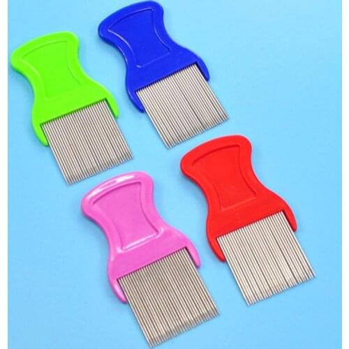 Random Color Stainless Steel Lice Comb Hand-Held Cleaning Pet Grooming Comb Tear Stain Remover Comb For Cat Dogs