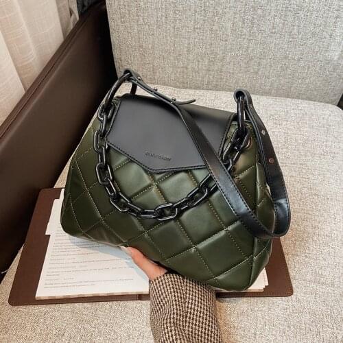 Lattice Large Chain Tote bag 2021 Fashion New Quality PU Leather Womens Designer Handbag High capacity Shoulder Messenger Bag