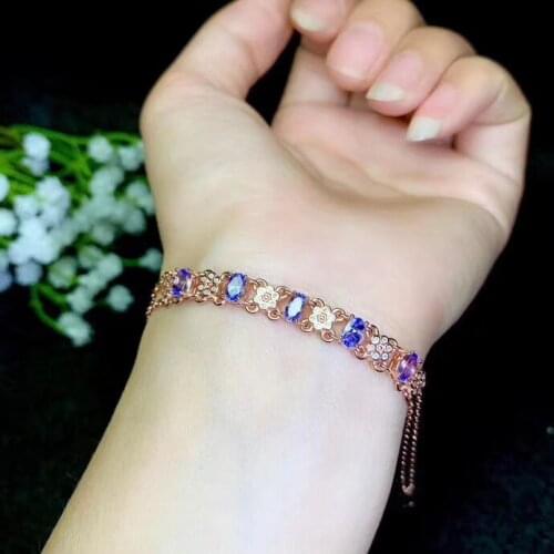 The Best Gift for Your loved Girl New Design Natural and Real Tanzanite Bracelet 925 sterling silver Tanzanite Bracelet