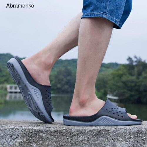 Summer Mens Outdoor Casual Slippe Non Slippers Breathable Wear-resistant Convenient Beach Sole Leather Sandals Big Size 40-50