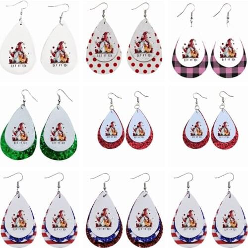 Thanksgiving Earrings Faux Leather Earrings Stock Popular Gnomes Let It Be Print Gift
