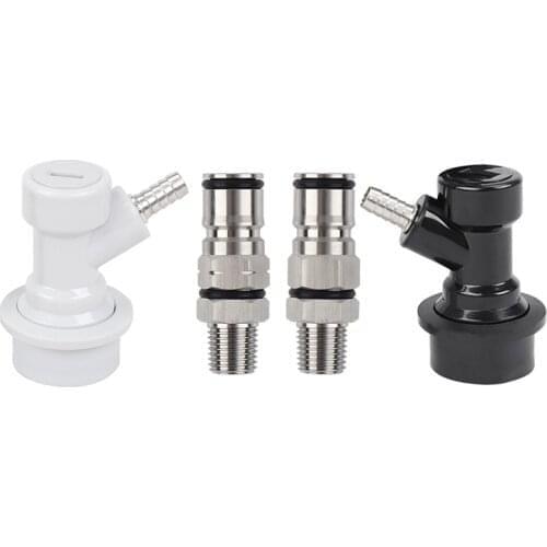 Ball Lock With 1/4'' Bulkhead - Beer Liquid & Gas Connector With Ball Lock Quick Disconnect Top Quality Homebrew Tools