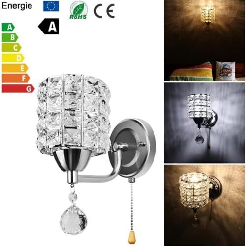 Nordic Crystal Wall Lamp LED Lamp For Bedroom Living Room AC85-265V With Pendant Single Head Wall Light Bedside Crystal Lamp
