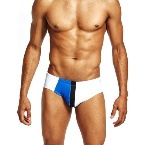 2019 Patchwork Swim Trunks Quick Dry Bathing Suit Low Waist Men Boxer Swimsuit Sexy Gay Briefs Swimwear Summer Beachwear