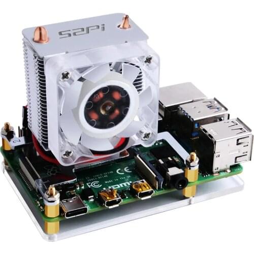 52Pi ICE-Tower CPU Cooling Fan for Raspberry Pi 3B+/4B V2.0 Super Heat Dissipation 7 Different Colors LEDs DC 5V 5mm copper tube