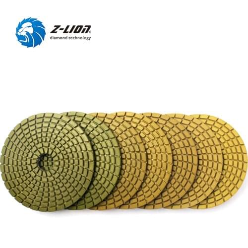 Z-LION 4" Diamond Polishing Resin Spiral Design Flexible Marble Polishing Wet Concrete Granit Sanding Disc 7PCS/set 100mm