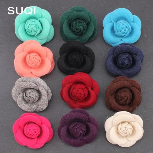 Fashion Vintage Fabric silk Womens Brooches Pin Jewelry Camellia Rose Flowers Brooches Pins hat bag scarf shoes Decoration