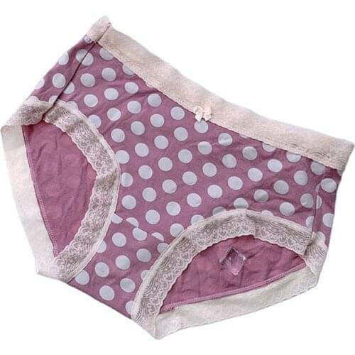Cartoon Print Women Panties Exquisite Lace Edge Girls Underpants Middle Waist Seamless Briefs Soft Cozy Cotton Female Underwear