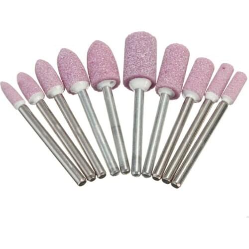 10PCS 1/8 \" Red Abrasive Polishing Mounted Stone Rotary Tool Grinding Wheel New L4MB