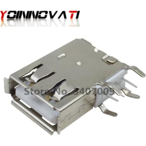 100Pcs USB Type A Female Solder Jacks Connector Side Needle 4P 90 Degree USB Data Interface