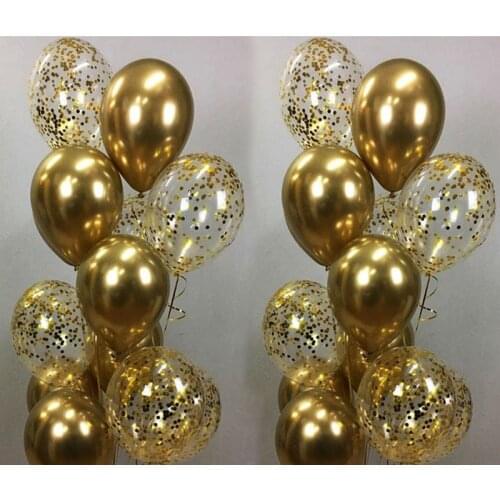 12inch Gold Confetti Balloons Mixed Metallic Latex Balloon For Birthday Party Decorations Wedding Baby Shower Helium Ballon Gift