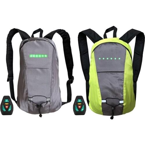 15L LED Light Backpack with Turn Signal USB Rechargeable Bag for Safe Night Riding