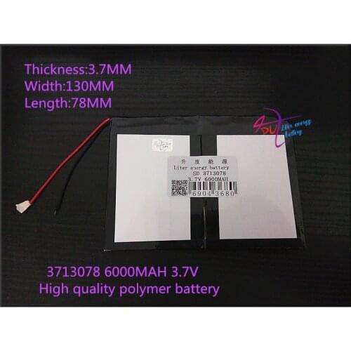 3.7V 6000mAH 3713078 Polymer lithium ion / Li-ion battery for tablet pc,mp3,mp4,GPS,cell phone,speaker
