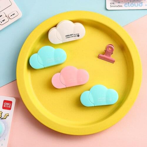 24 Pcs Cloud Shaped Correction Tape 5mmx5M White Sticky Tape Cover Tape Modify Mistake Homework School Supplies Tools Deli 8154