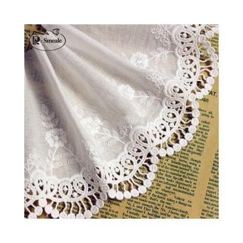 5Yards/lot Width 13.5cm White100% Cotton Embroidered Lace Fabrics, Womens Clothing Diy Lace Trim, Free Shipping RS701