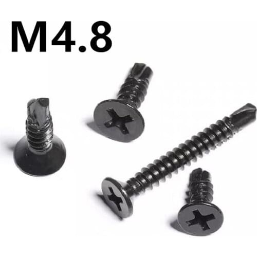 50pcs M4.8x13/16/50mm GB15856.2 Black Cross Recessed Countersunk Head Drill Tail Self-Drilling Screws With Tapping Screw Thread