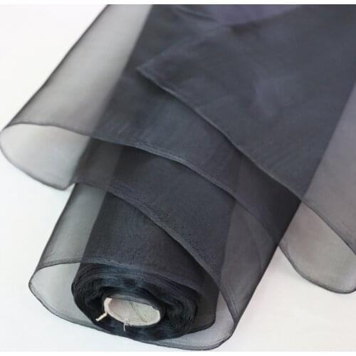 50cm*108cm black Pure Silk Organza Fabric Sheer Transparent veil yashmak wedding dress decoration