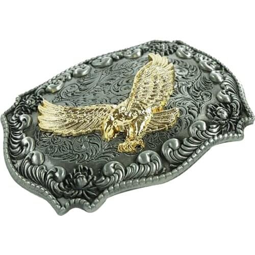 Antique Golden Soaring Embossed Eagle Buckle Western Cowboy Fine Belt Buckle