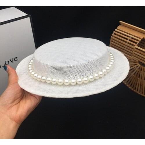 Aristocratic female French little beret with peals retro wedding photography aristocratic fascinator for women