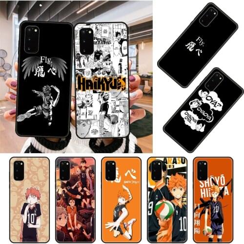 Phone Case For SamSung Galaxy S Note 10 20 7 8 9 Plus Edge E Ultra Lite Black Cover Etui Tpu Funda Anime Haikyuu volleyball