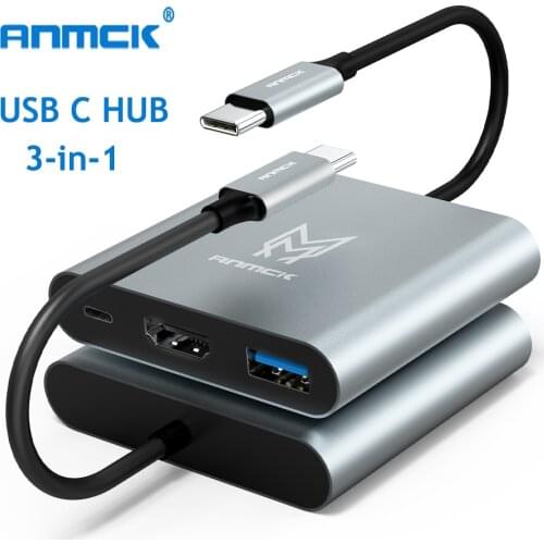 Usb C Hub to HDMI 4K 3 Port Laptop Docking Station PC Accessories Supprt PD Power Charging USB 3.0 Splitter For MacBook Pro/Air