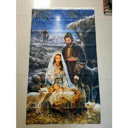 Nativity Birth of Jesus Christ Flag Custom Any Size Printing 3x5 FT Flying Banner 100D Polyester Decor Decoration