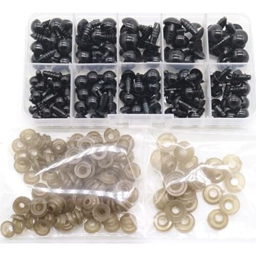 142Pcs Black Plastic Safety Eyes For Teddy Bear Dolls Toy Animal Felting 6-10mm Doll Eye Accessories DIY Supplies For Toys