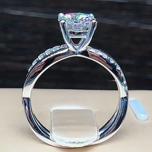 18K Au750 White Gold Women Wedding Party Engagement Ring 1 2 3 4 5 Carat Round Moissanite Diamond Ring Cross Trendy Classic Gift