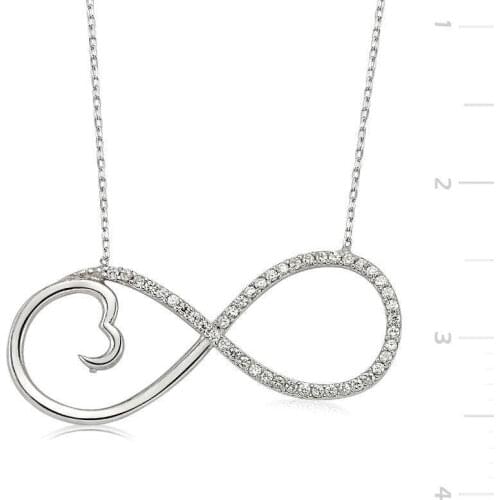 KUTAYDAN 925 Sterling Silver Infinity Heart Woman Necklace