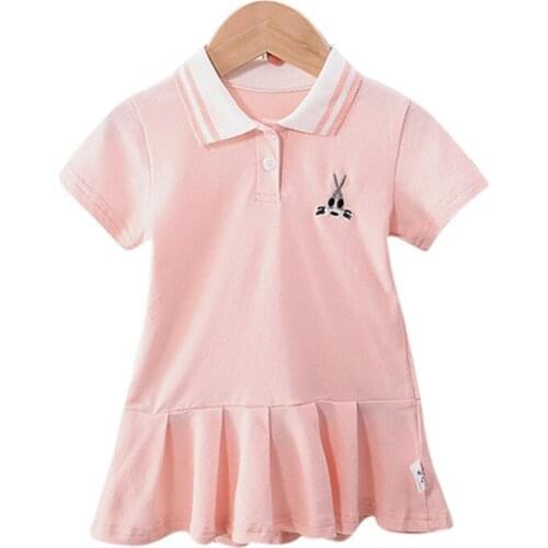 Summer Rabbit Design White and Pink Girl Dress Cotton Newborn Toddlers Cute Kids Clothes Cute Children Clothing Baby Outfits