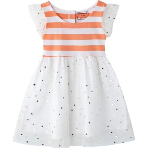 Summer Girl Star Stripe Cartoon Baby Mesh Sleeveless Party Baby Dress