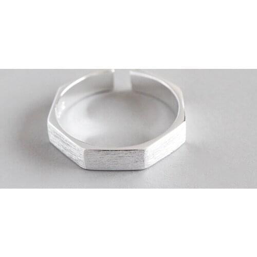 WYJZY Fashion personality nut-shaped brushed face sterling silver opening ring size adjustment range US 5-6.5