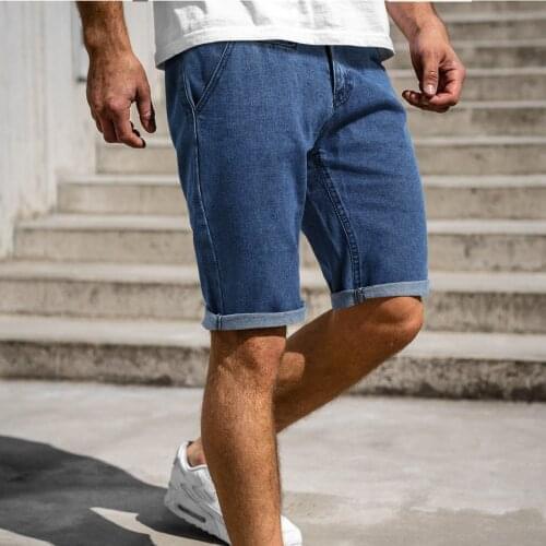 2021 Summer New Mens Slim Fit blue Short Jeans Fashion Vintage Denim Shorts Blue Short Pants Male Brand Clothes with pocket