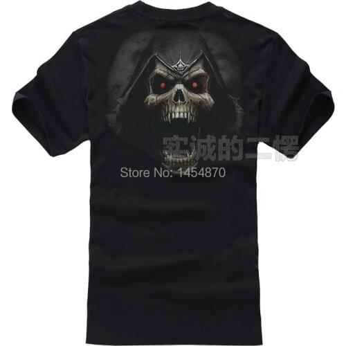 New Fashion Super Cool 3D Dark Gothic Black Skull Rock Brand men women shirts shirt fitness 100%Cotton Punk tee Customize