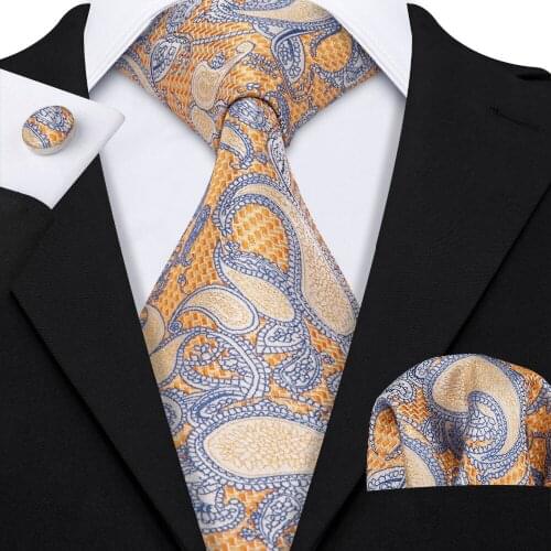 New Fashion Designers Big Paisley Orange 100% Suit Tie For Men Wedding Business Groom 8.5cm Barry.Wang Dropshipping Tie LS-5040